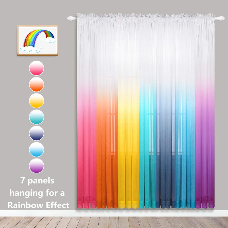 KOUFALL Spring Yellow Sheer Curtains 84 Inches Long, Bright Yellow and White Summer Curtains for Living Room, 2 Panel Set, Lemon Yellow - Image 2